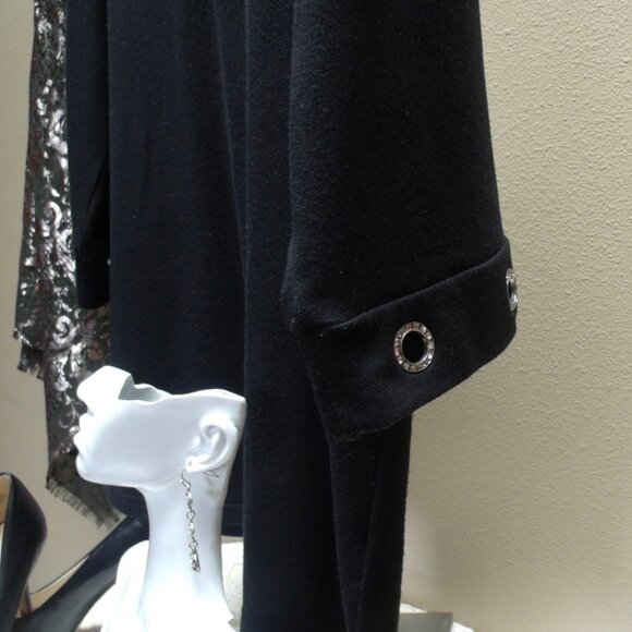 Quacker Factory Black Nautical Rhinestone Embellished Top Sz M - Picture 4 of 6